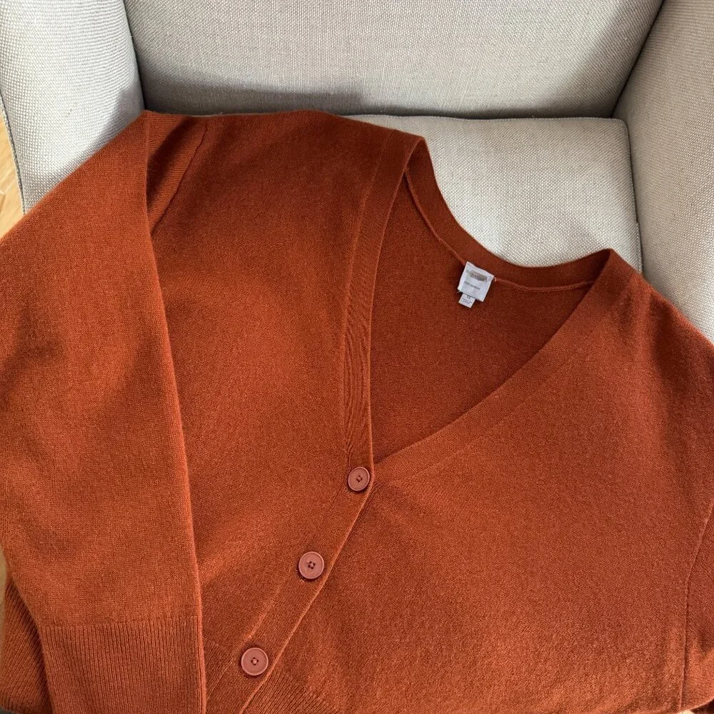 Anthropologie Nouveaux Boxy Cashmere Cardigan – Rust Orange - Picture 3 of 9